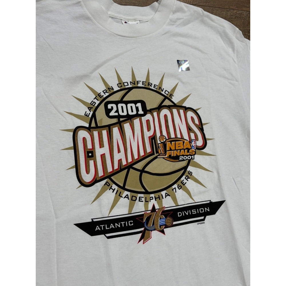 NWT Vintage 2001 Philadelphia 76ers NBA Finals Champions Graphic Tee Medium - Picture 2 of 9